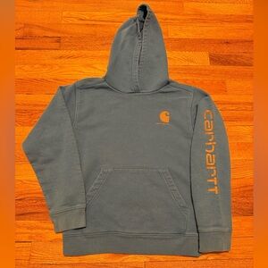 Carhartt Blue Hoodie Boys Medoum 10-12 Pullover Sweatshirt